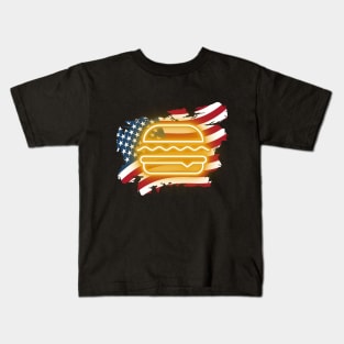 Burger Burst: A Patriotic Delight - celebrate 4th of July Kids T-Shirt